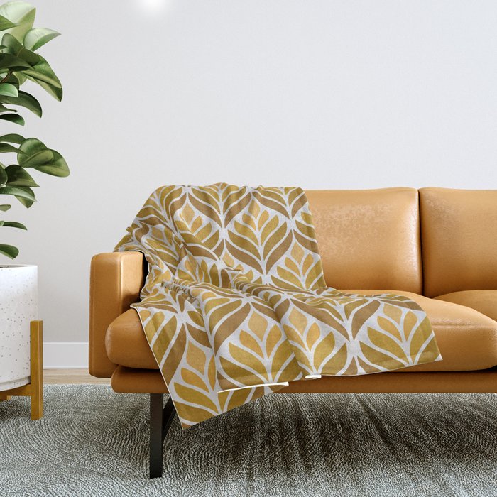 Yellow Retro Flower Pattern Throw Blanket Gallery Image 1