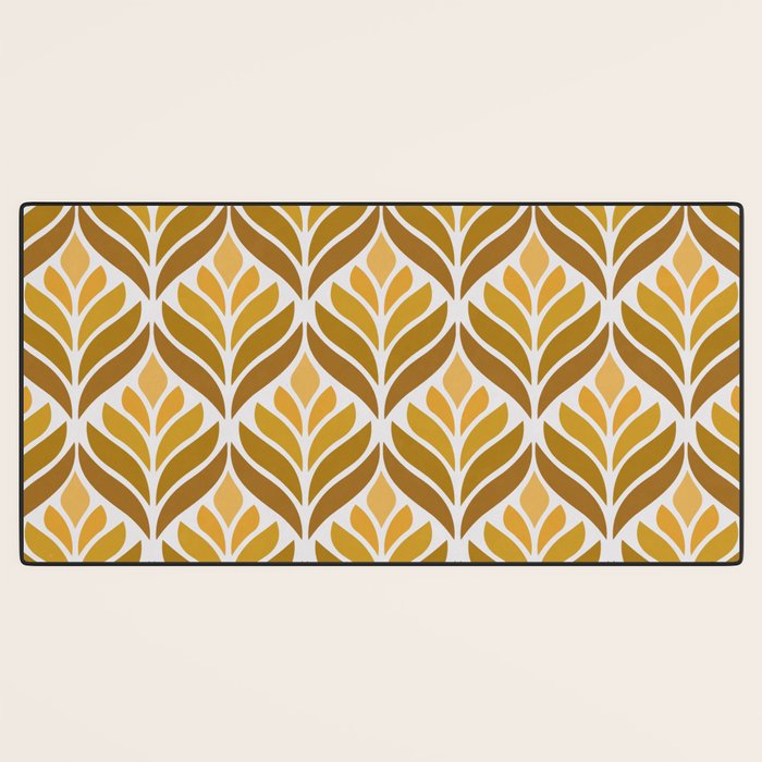Yellow Retro Flower Pattern Desk Mat Gallery Image 3