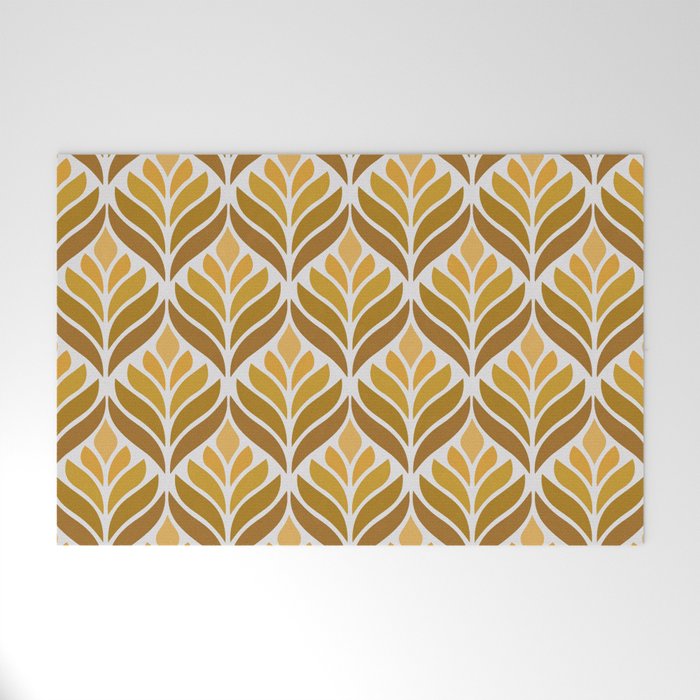 Yellow Retro Flower Pattern Welcome Mat Gallery Image 1
