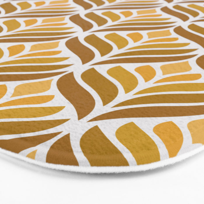 Yellow Retro Flower Pattern Bath Mat Gallery Image 3
