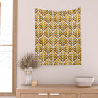 Yellow Retro Flower Pattern Wall Tapestry Gallery Image 2