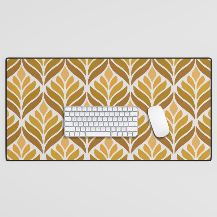 Yellow Retro Flower Pattern Desk Mat Gallery Image 1
