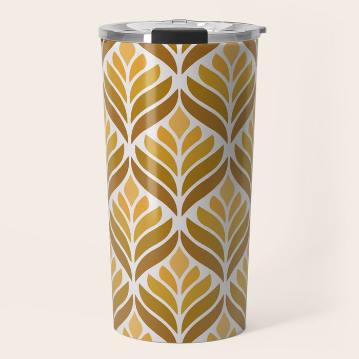 Yellow Retro Flower Pattern Travel Mug Gallery Image 1