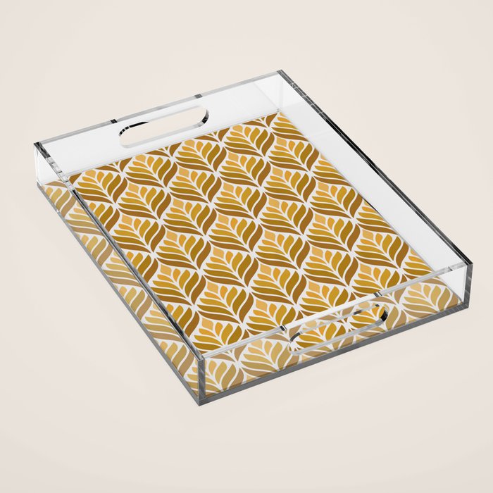 Yellow Retro Flower Pattern Acrylic Tray Gallery Image 1
