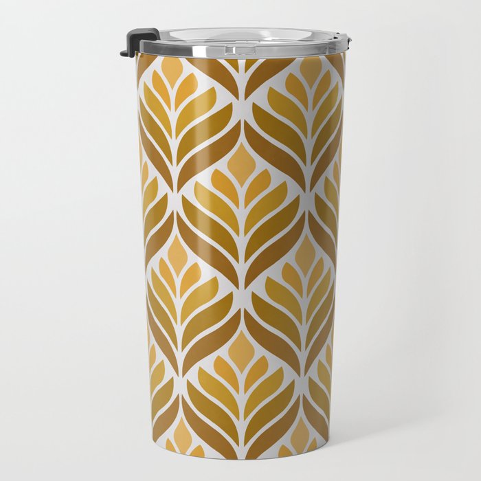 Yellow Retro Flower Pattern Travel Mug Gallery Image 3