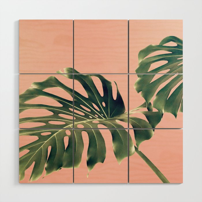 Monstera Blush Wood Wall Art Gallery Image 1