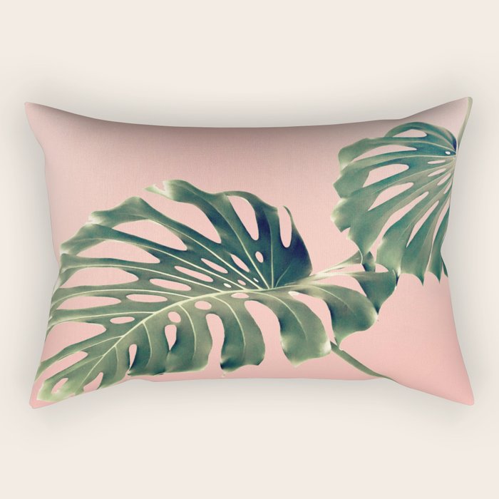 Monstera Blush Rectangular Pillow Gallery Image 1