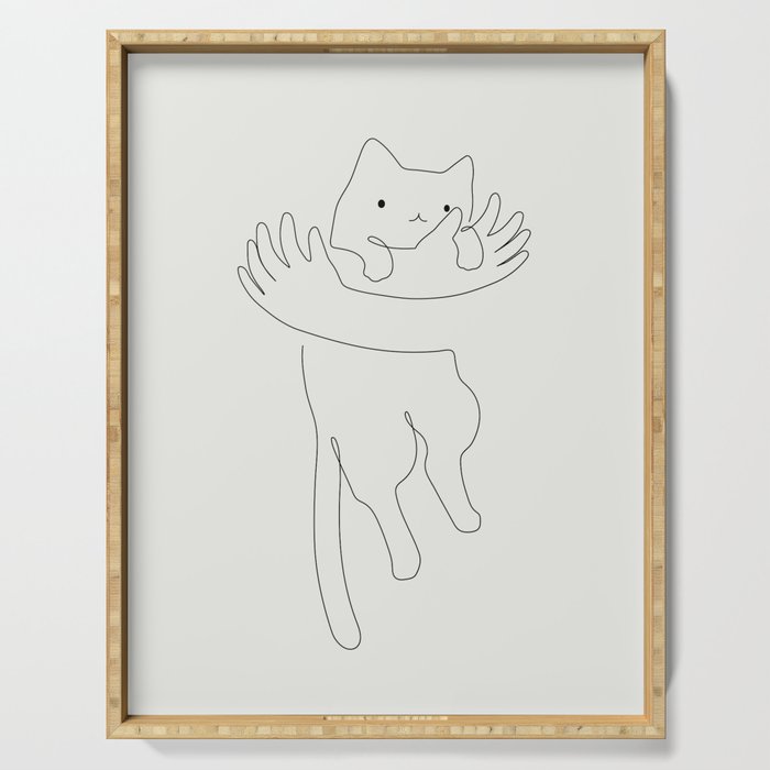 One Line Cat 2: Hug Serving Tray Gallery Image 1