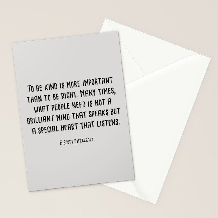 To Be Kind Is More Important... F. Scott Fitzgerald Quote Stationery Card Gallery Image 2