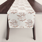 Block Print Line Art Floral - Pink Brown Table Runner Gallery Image 1