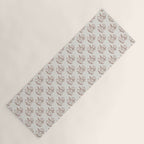 Block Print Line Art Floral - Pink Brown Yoga Mat Gallery Image 1