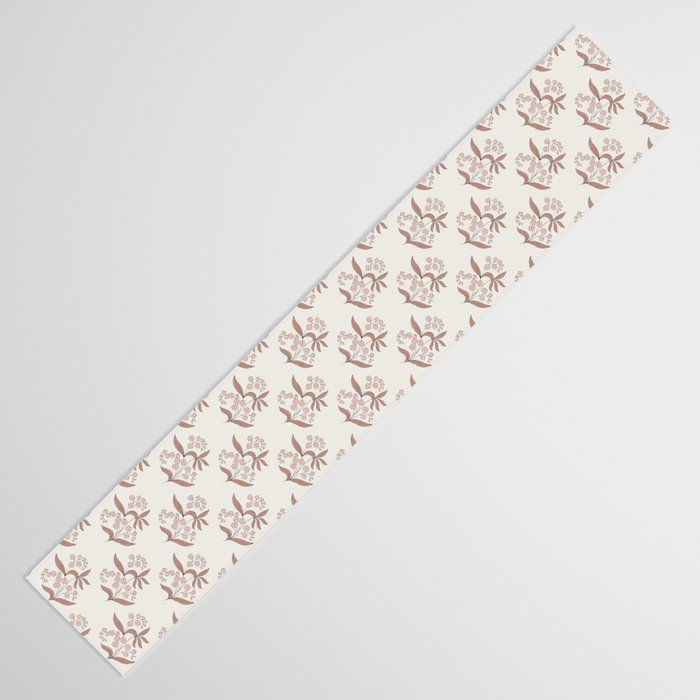 Block Print Line Art Floral - Pink Brown Table Runner Gallery Image 3