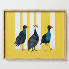 Three Birds Walking - Blue and Yellow Serving Tray Gallery Image 1