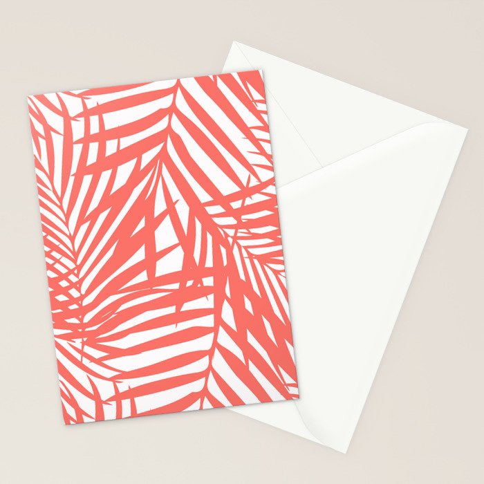 Palm Fronds in Living Coral Stationery Card Gallery Image 2