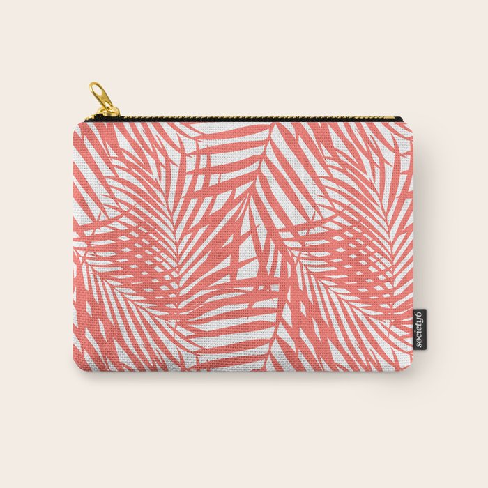 Palm Fronds in Living Coral Carry All Pouch Gallery Image 1