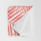 Palm Fronds in Living Coral Throw Blanket Gallery Image 3