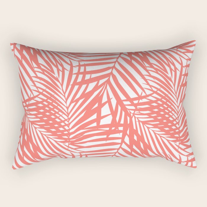 Palm Fronds in Living Coral Rectangular Pillow Gallery Image 2