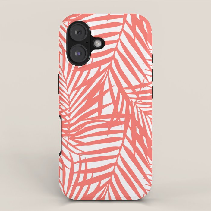 Palm Fronds in Living Coral iPhone Case Gallery Image 1