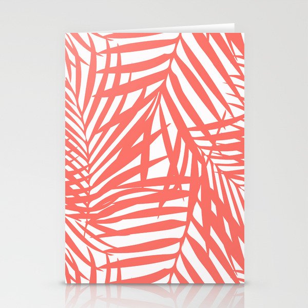 Palm Fronds in Living Coral Stationery Card Gallery Image 2