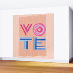 Vote Hand Lettering on Peach Watercolor Background Wall Mural Gallery Image 2