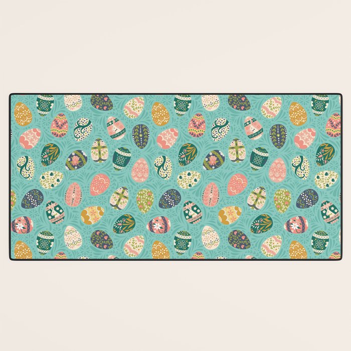 Floral Easter Eggs - Aqua Desk Mat Gallery Image 3