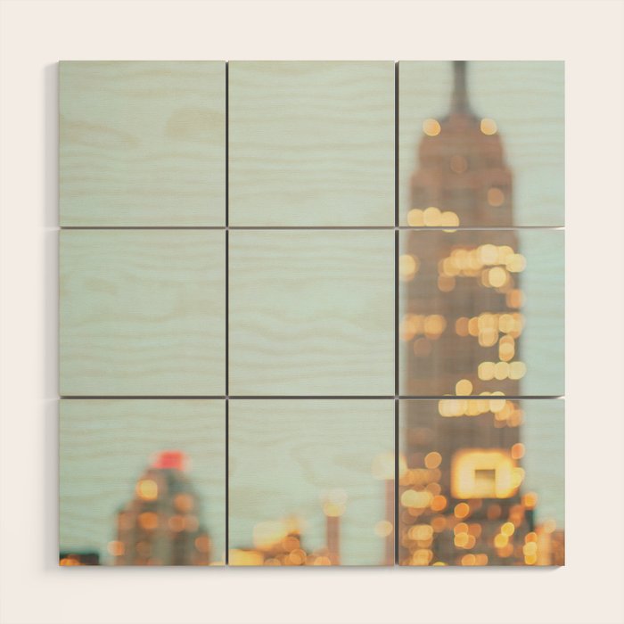 Empire State Night Lights Wood Wall Art Gallery Image 1