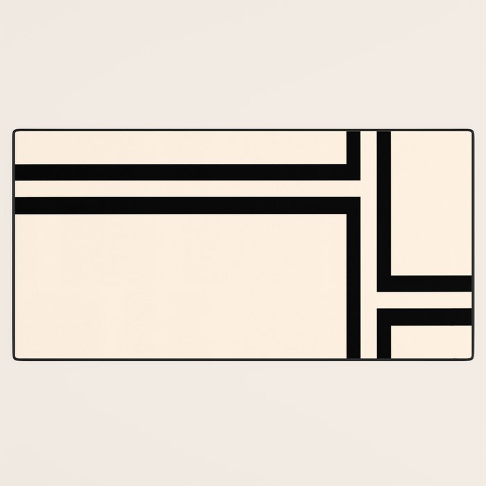 Strong Deco - Minimalist Geometric Design in Black and Almond Cream Desk Mat Gallery Image 3