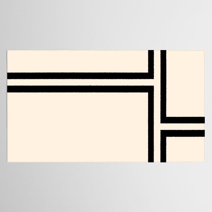 Strong Deco - Minimalist Geometric Design in Black and Almond Cream Tablecloth Gallery Image 2