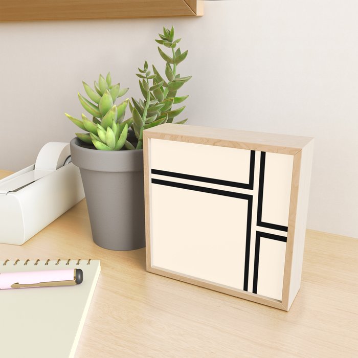 Strong Deco - Minimalist Geometric Design in Black and Almond Cream Mini Art Print Gallery Image 2
