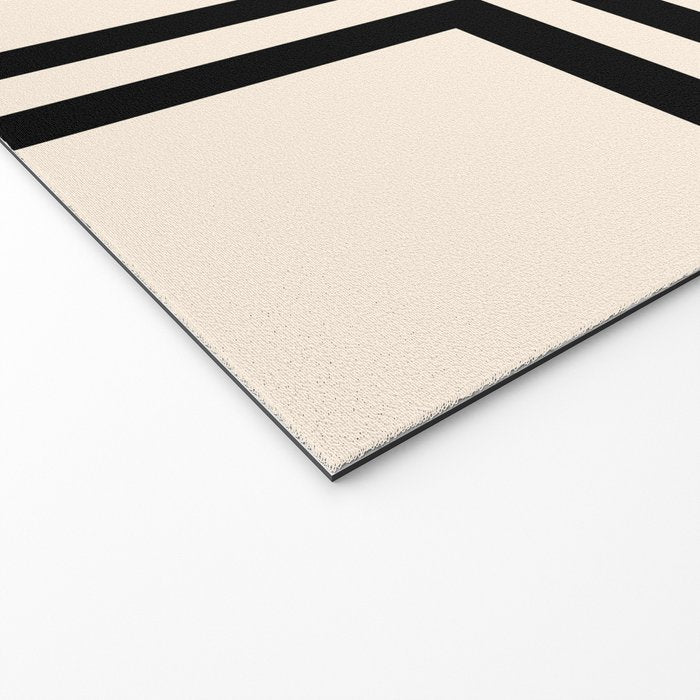 Strong Deco - Minimalist Geometric Design in Black and Almond Cream Welcome Mat Gallery Image 2