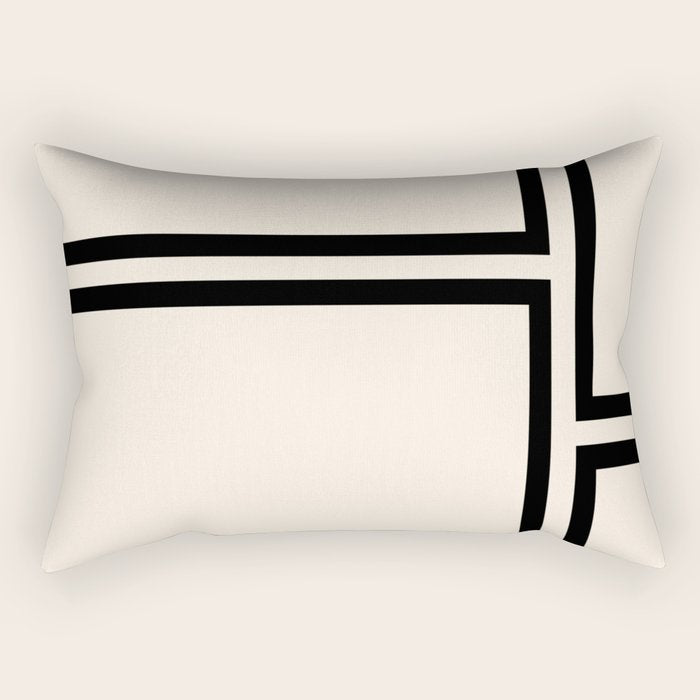Strong Deco - Minimalist Geometric Design in Black and Almond Cream Rectangular Pillow Gallery Image 1