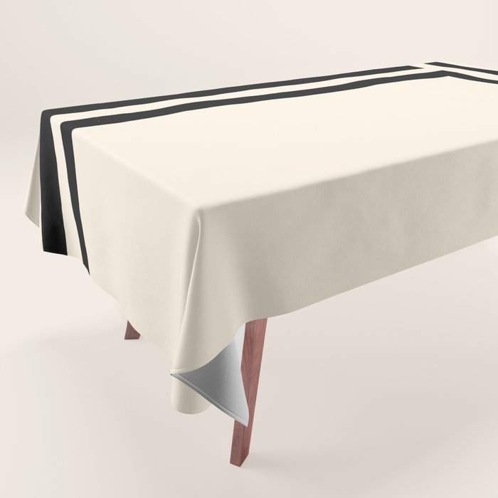 Strong Deco - Minimalist Geometric Design in Black and Almond Cream Tablecloth Gallery Image 1