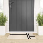 Strong Deco - Minimalist Geometric Design in Black and Almond Cream Welcome Mat Gallery Image 3