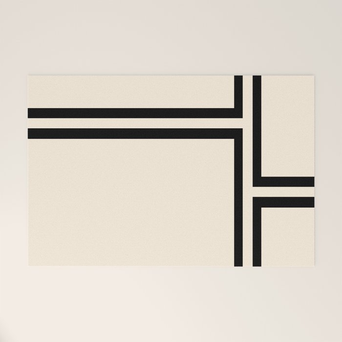 Strong Deco - Minimalist Geometric Design in Black and Almond Cream Welcome Mat Gallery Image 1