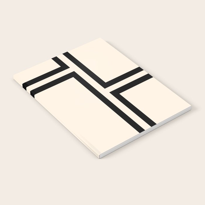 Strong Deco - Minimalist Geometric Design in Black and Almond Cream Notebook Gallery Image 1