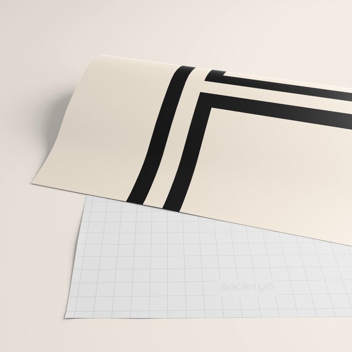 Strong Deco - Minimalist Geometric Design in Black and Almond Cream Wrapping Paper Gallery Image 2