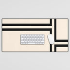 Strong Deco - Minimalist Geometric Design in Black and Almond Cream Desk Mat Gallery Image 1