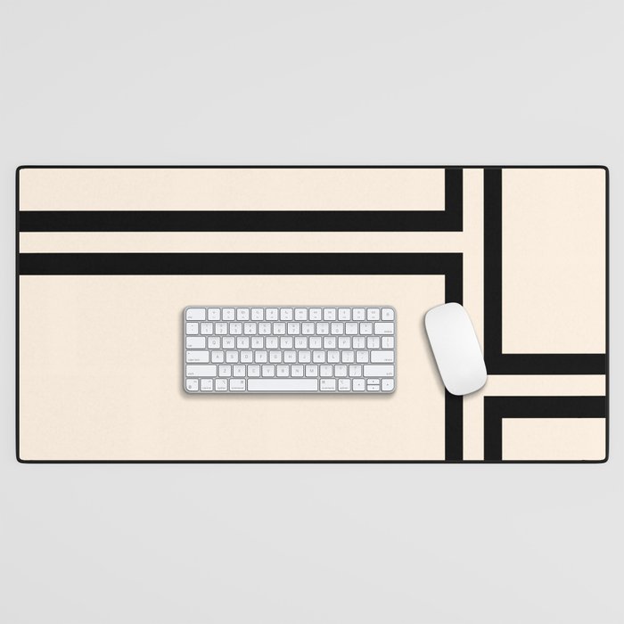 Strong Deco - Minimalist Geometric Design in Black and Almond Cream Desk Mat Gallery Image 1
