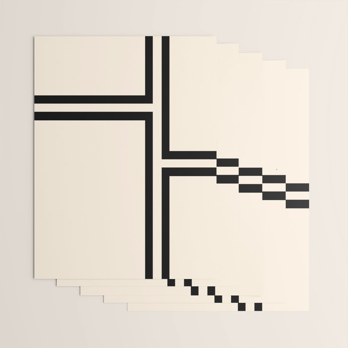 Strong Deco - Minimalist Geometric Design in Black and Almond Cream Wrapping Paper Gallery Image 3