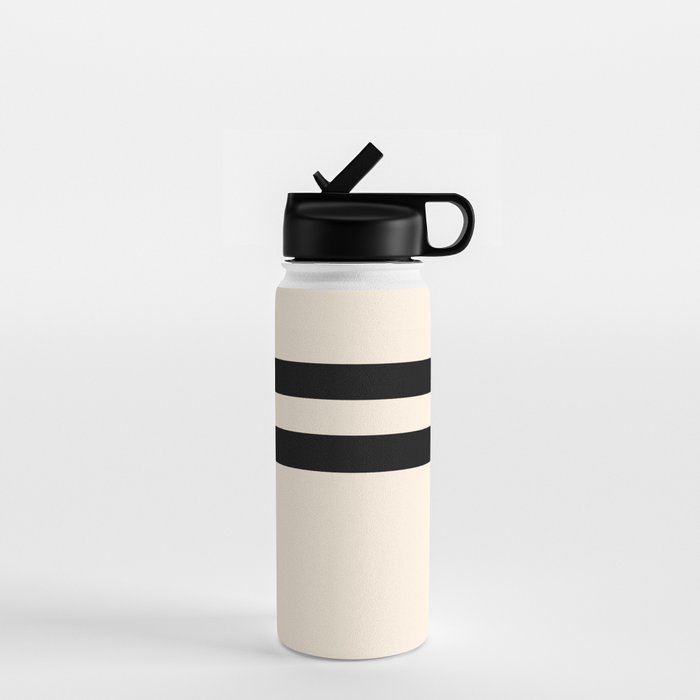 Strong Deco - Minimalist Geometric Design in Black and Almond Cream Water Bottle Gallery Image 1