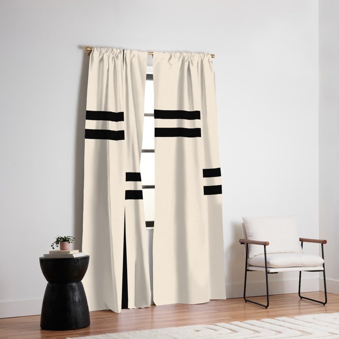Strong Deco - Minimalist Geometric Design in Black and Almond Cream Window Curtain Gallery Image 2