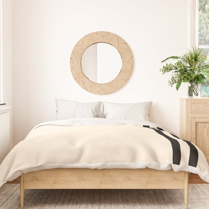 Strong Deco - Minimalist Geometric Design in Black and Almond Cream Duvet Cover Gallery Image 3