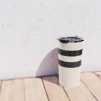 Strong Deco - Minimalist Geometric Design in Black and Almond Cream Travel Mug Gallery Image 4