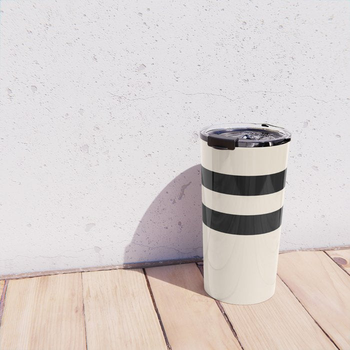 Strong Deco - Minimalist Geometric Design in Black and Almond Cream Travel Mug Gallery Image 4