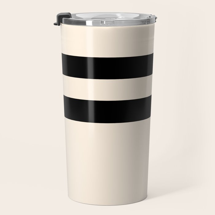 Strong Deco - Minimalist Geometric Design in Black and Almond Cream Travel Mug Gallery Image 3