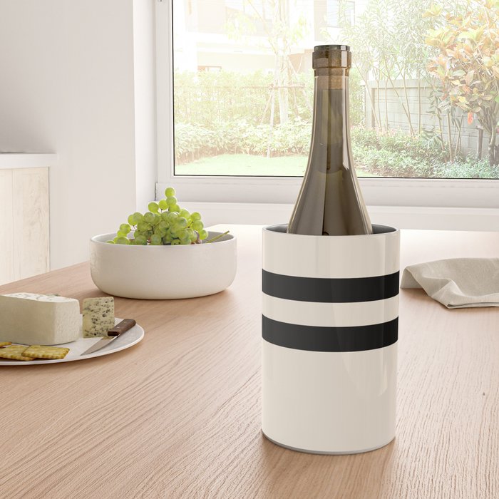 Strong Deco - Minimalist Geometric Design in Black and Almond Cream Wine Chiller Gallery Image 4