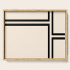 Strong Deco - Minimalist Geometric Design in Black and Almond Cream Serving Tray Gallery Image 1