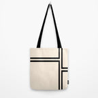 Strong Deco - Minimalist Geometric Design in Black and Almond Cream Tote Bag Gallery Image 2