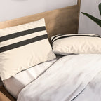 Strong Deco - Minimalist Geometric Design in Black and Almond Cream Pillow Sham Gallery Image 2