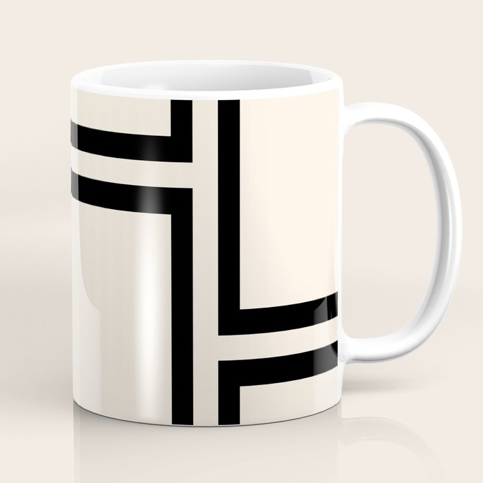 Strong Deco - Minimalist Geometric Design in Black and Almond Cream Coffee Mug Gallery Image 1
